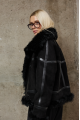 Reversible suede sheepskin coat made of natural sheepskin in black